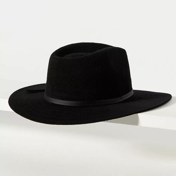Anthropologie x Wyeth Classic Black Nubby Fedora Hat - Picture 7 of 9